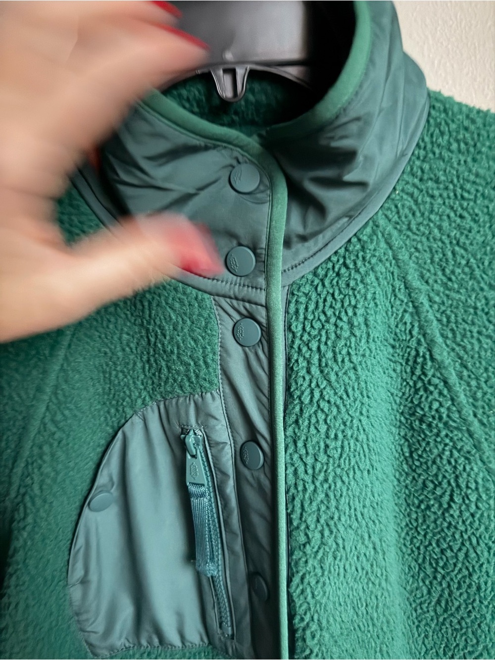 NWT FREE PEOPLE  Hit The Slopes Fleece Jacket - Evergreen Sz M - Picture 13 of 15